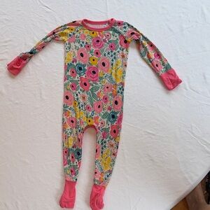 Little Sleepies Floral Kids Footie with Pink and Yellow